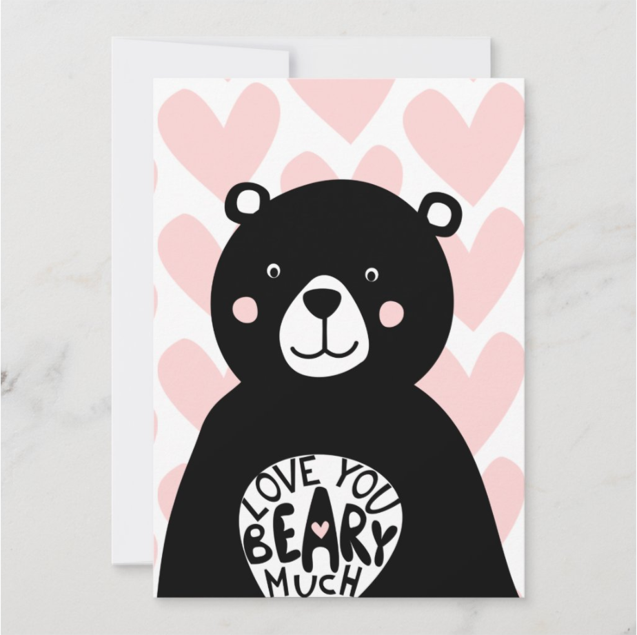 Love you Beary Much Scandinavian Bear Valentines Holiday Card