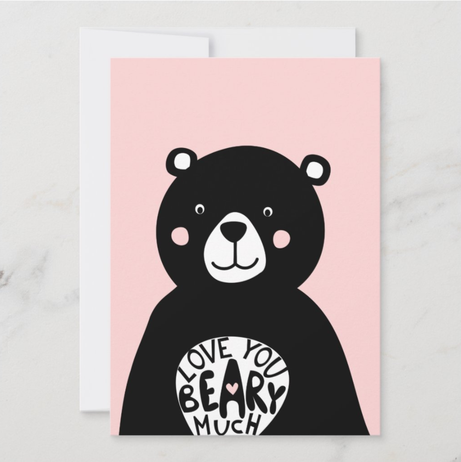 Love you Beary Much Scandinavian Bear Valentines Holiday Card