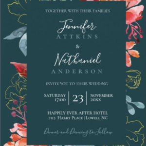 Emerald Rust Fall Wedding Invitation
