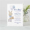 Cute Bunny Blue Balloons Its a Boy Baby Shower Invitation - Image 2