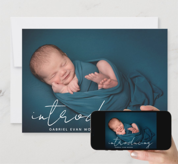Introducing Script Photo Overlay Baby Birth Announcement