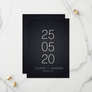Minimalist Black White No Photo Wedding Save The Date