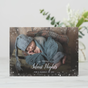 Silent Nights For Bundle Joy Xmas 4 Photos Holiday Birth Announcement