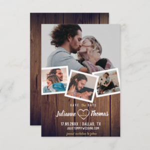 Rustic Wood Photo Collage Elegant Wedding Save The Save The Date