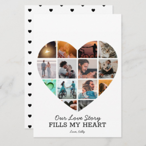 Heart Photo Collage Valentine's Day Custom Text Holiday Card