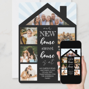House Photo Collage Family Change Address Moving Announcement