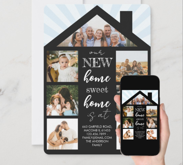 House Photo Collage Family Change Address Moving Announcement